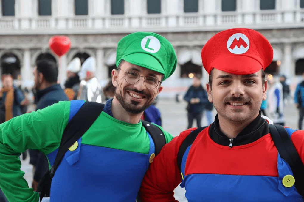 Mario Luigi Partner Costume - Monster Match Pickleball Competition Mario and Luigi partner costumes for Halloween pickleball tournament Monster Match